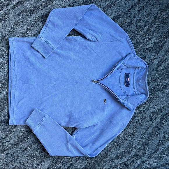 Vineyard Vines Saltwater Quarter Zip Soft Blue Fabric size XS - Picture 8 of 8